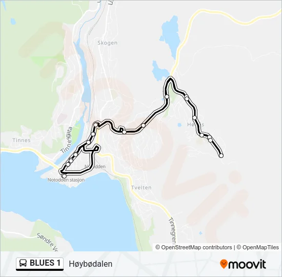 BLUES 1 Bus Line Map