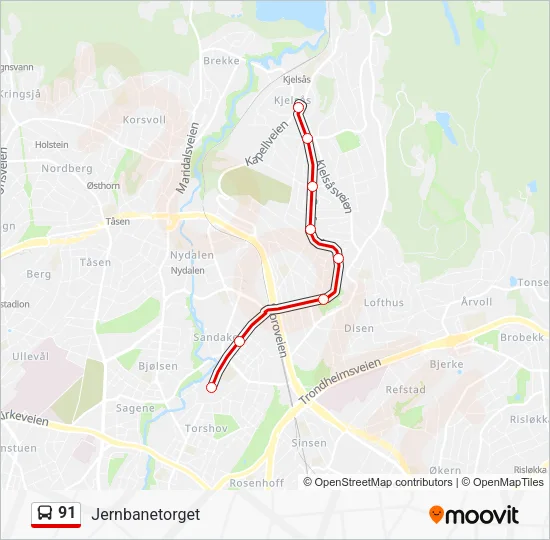91 Bus Line Map
