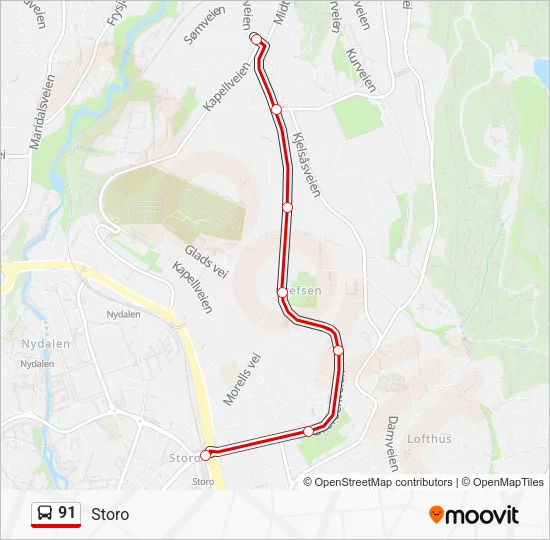 91 Bus Line Map