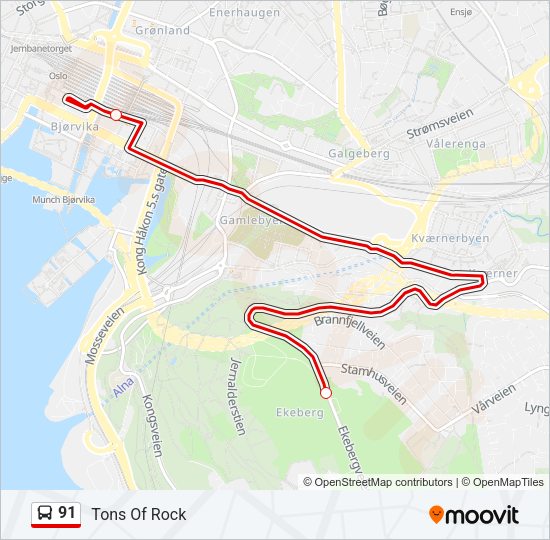 91 Bus Line Map
