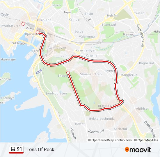 91 Bus Line Map