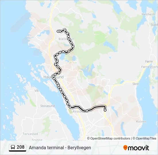 208 Bus Line Map