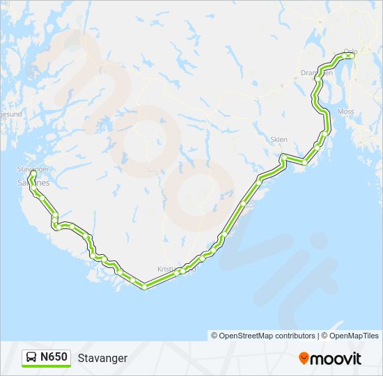 N650 Bus Line Map