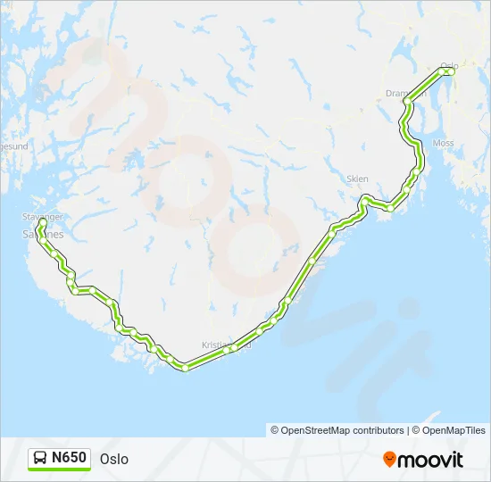 N650 Bus Line Map