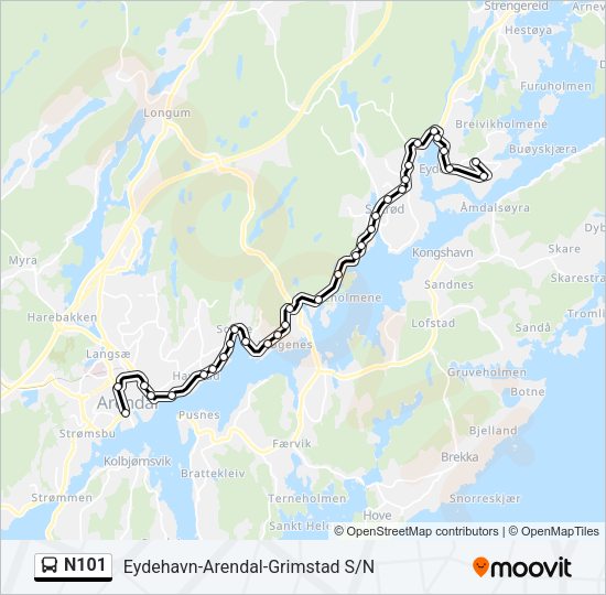 N101 Bus Line Map
