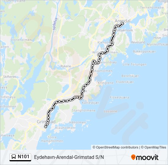 N101 Bus Line Map