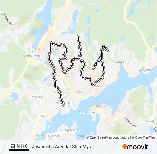 N110 Bus Line Map