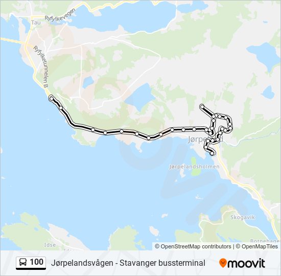 100 Rute: Rutetider, Holdeplasser Og Kart - Solbakk Bussterminal ...