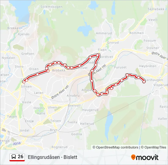 26 Bus Line Map