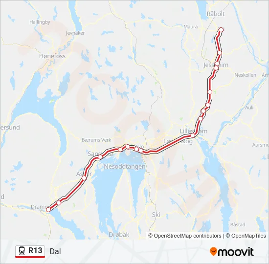 R13 jernbane Linjekart