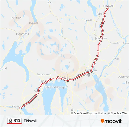 R13 Train Line Map