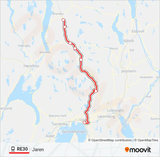 RE30 Train Line Map