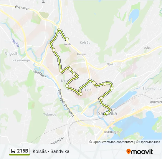 215B Bus Line Map