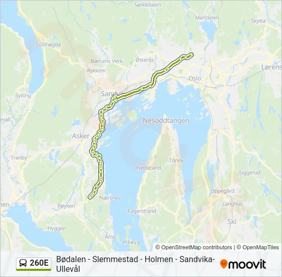 260E Bus Line Map