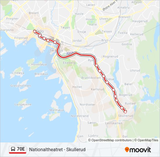 70E Bus Line Map