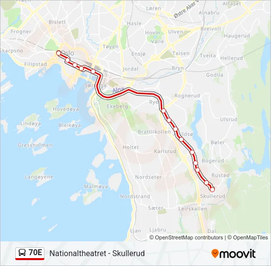70E Bus Line Map