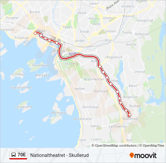 70E Bus Line Map