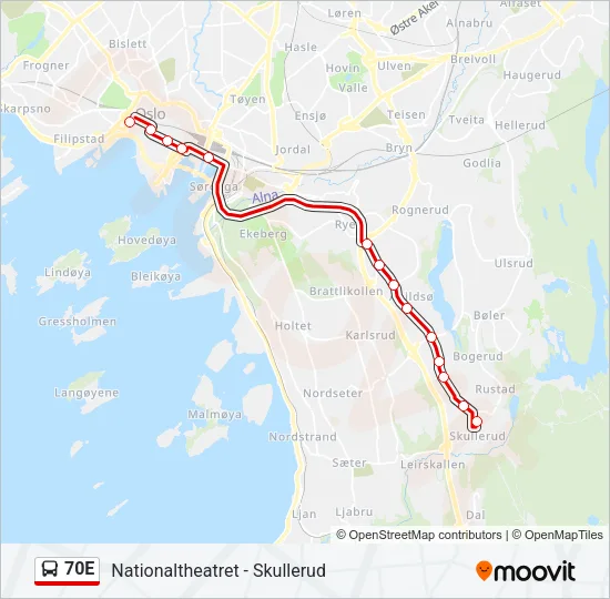 70E Bus Line Map