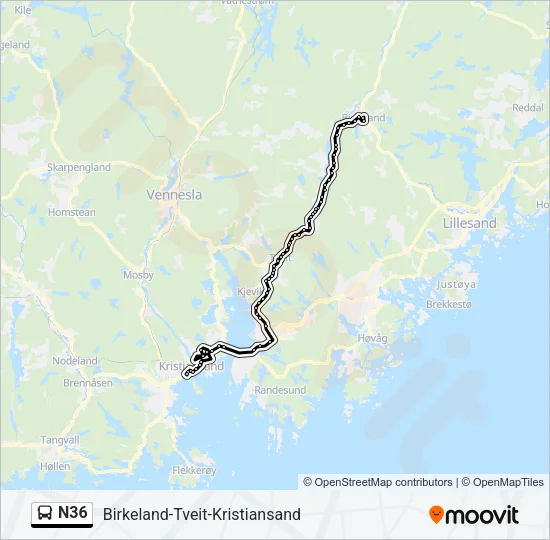 N36 Bus Line Map