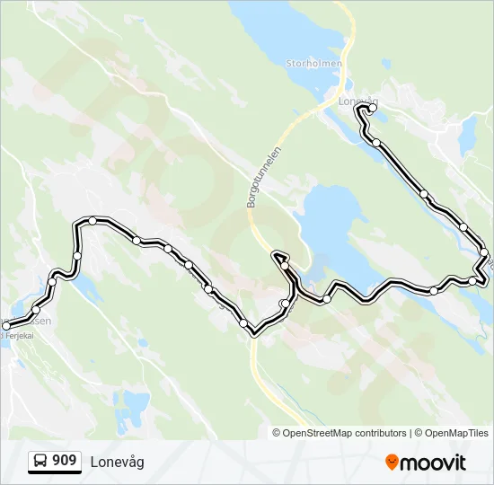 909 Bus Line Map