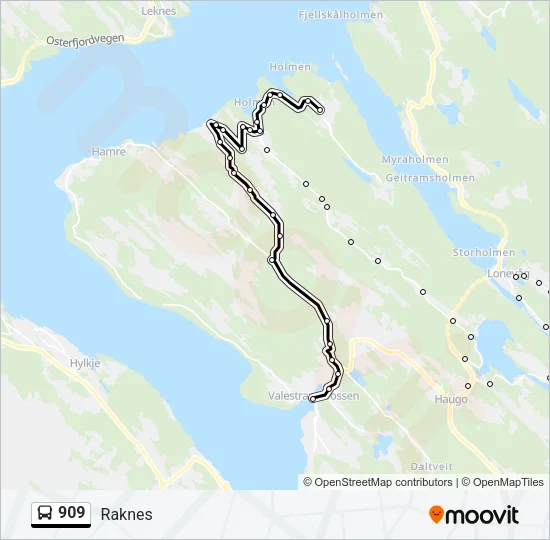 909 Bus Line Map