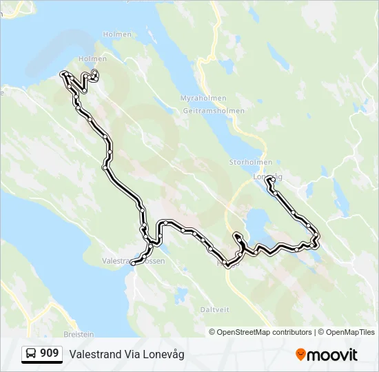 909 Bus Line Map