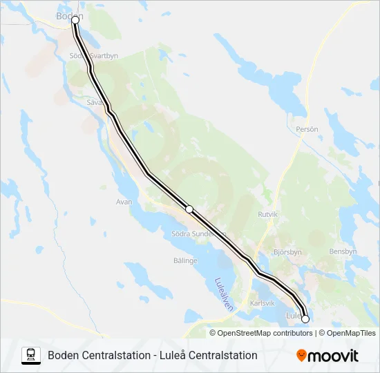 BODEN-LULEÅ Train Line Map