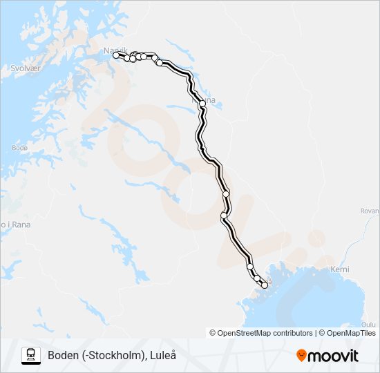 NARVIK LULEÅ Train Line Map