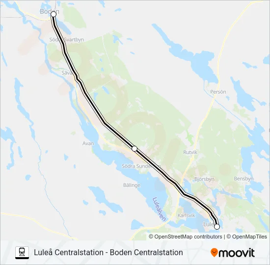 LULEÅ - BODEN Train Line Map