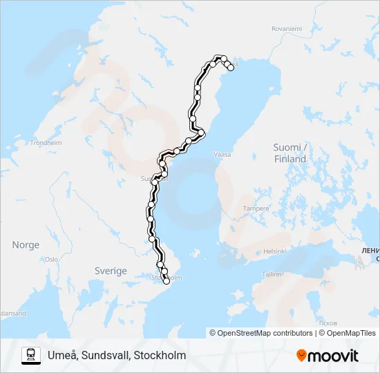 LULEÅ - STOCKHOLM Train Line Map