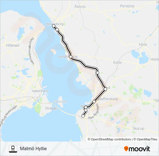 ÖRESUNDSTÅG Train Line Map