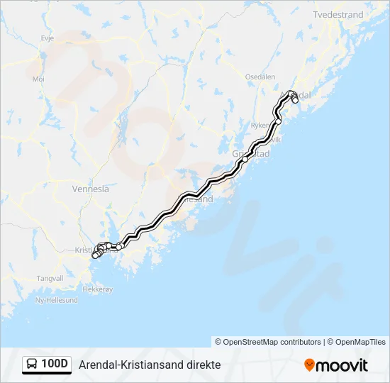 100D Bus Line Map