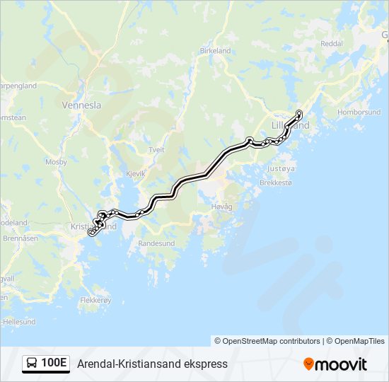 100E bus Line Map