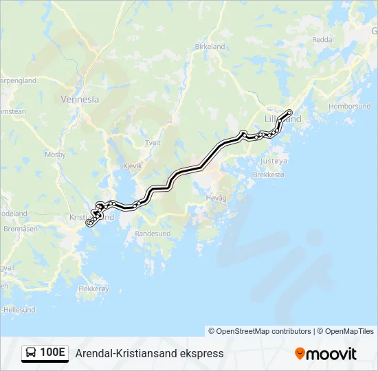 100E Bus Line Map