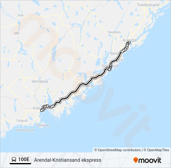 100E Bus Line Map