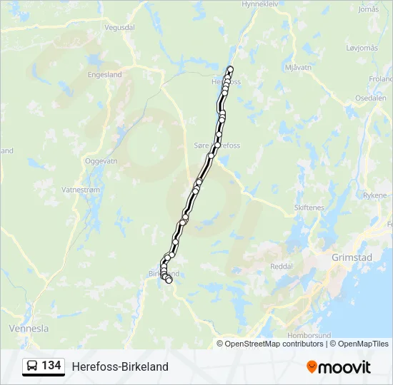 134 Bus Line Map