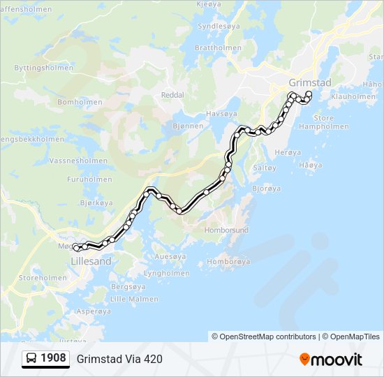 1908 Bus Line Map