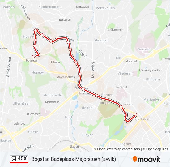 45X Bus Line Map