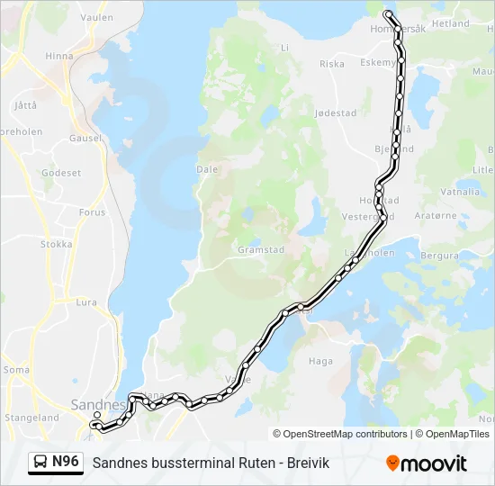 N96 Bus Line Map
