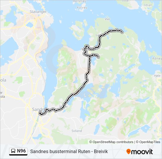 N96 Bus Line Map