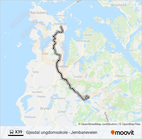 X39 bus Line Map