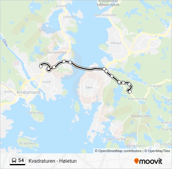 54 Bus Line Map