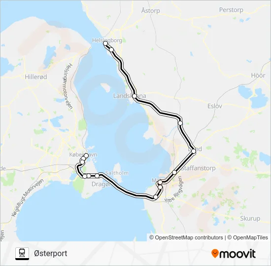 Ø HELSINGBORG - MALMÖ - KØBENHAVN Train Line Map
