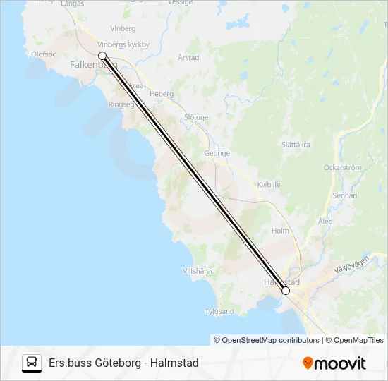 ERS.BUSS GÖTEBORG - HALMSTAD Bus Line Map