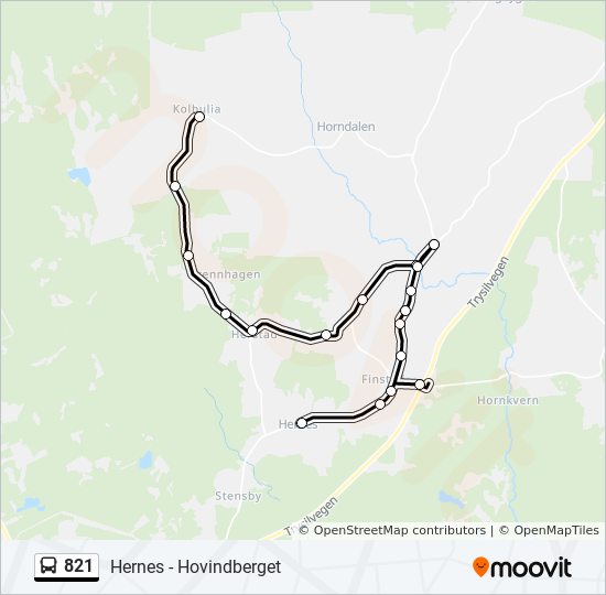 821 bus Line Map