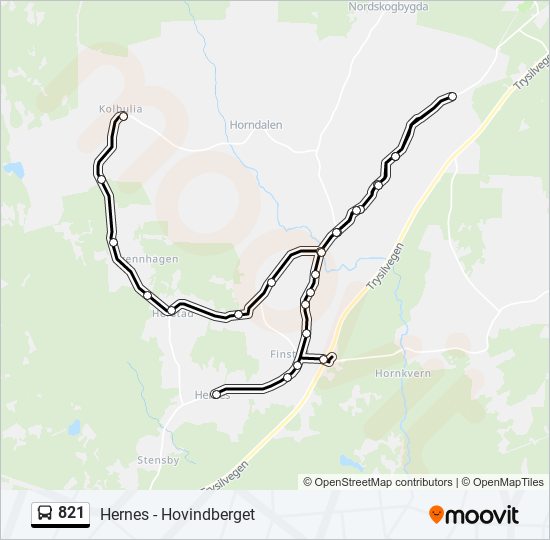 821 bus Line Map