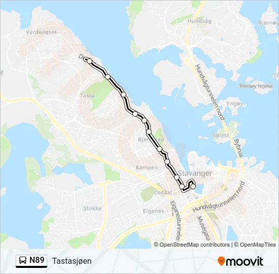 N89 Bus Line Map