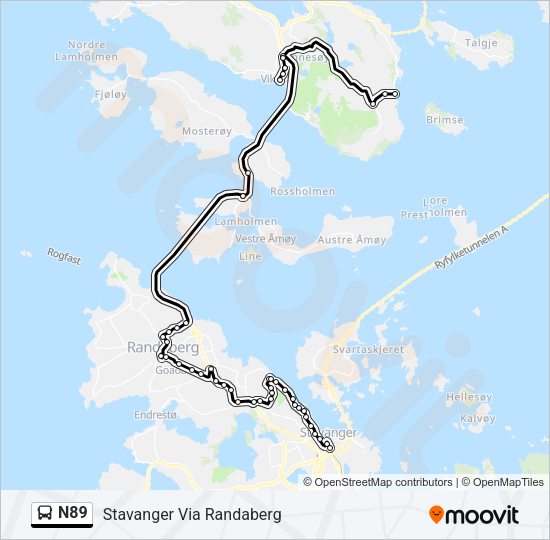 N89 Bus Line Map