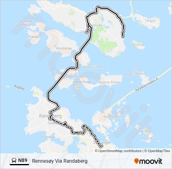 N89 Bus Line Map