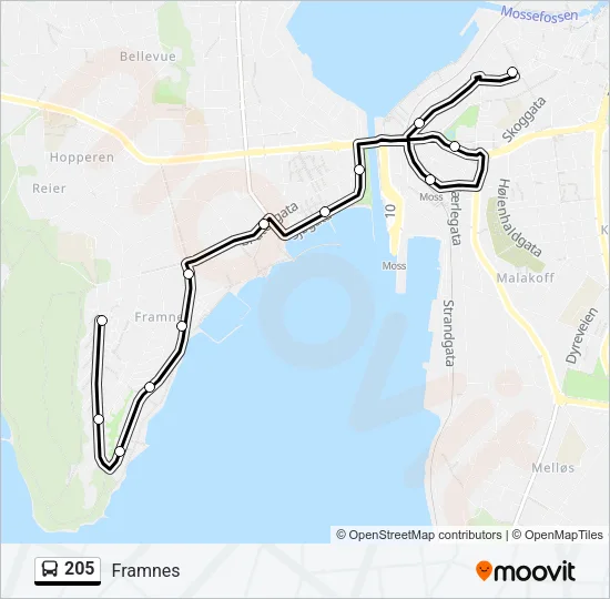 205 Bus Line Map